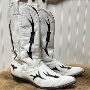 90s Code West White Cowboy Boots 10 Vintage Western